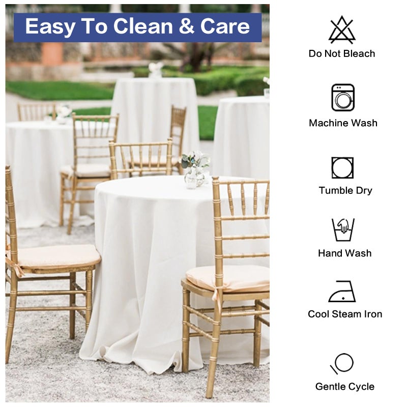 GFCC 72 Inch Round Tablecloth - Round Polyester Tablecloth Round Table Cover Table Cloth for Event Wedding Birthday Party Banquet Restaurant, White - Image 5